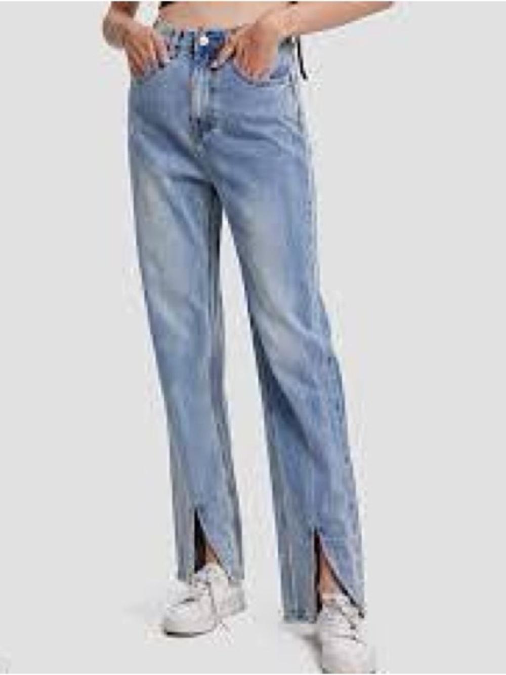 NWT Lattelier Blue High-Rise Split Seam Jeans Size large